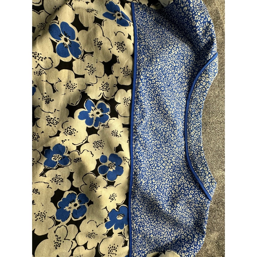 Talbots Woman Blue White Floral Print 3/4 Sleeve Blouse Top 2X CN505-23 - Picture 8 of 11